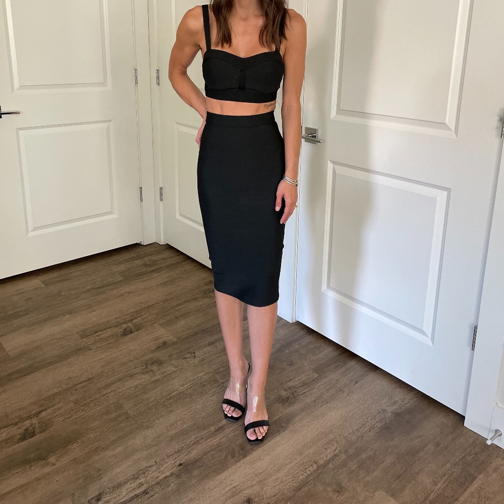 SUPER DOWN, BLACK TOP&BOTTOM SET, TAGS STILL ATTACHED, BRAND NEW, SIZE XS